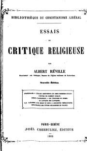 Essais de critique religieuse by Albert Réville