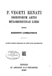 Cover of: P. Vegeti Renati Digestorum artis mulomedicinae libri by Flavius Vegetius Renatus