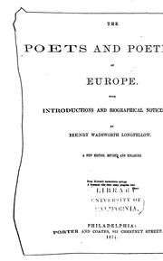 Cover of: The poets and poetry of Europe by Henry Wadsworth Longfellow