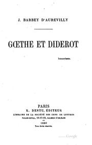 Cover of: Goethe et Diderot.