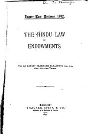 Cover of: The Hindu law of endowments by Saraswati, Prannath Pandit