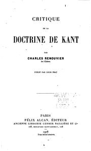 Cover of: Critique de la doctrine de Kant