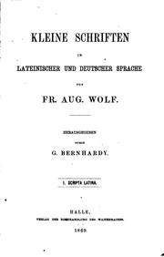 Cover of: Kleine Schriften in lateinischer und deutscher Sprache