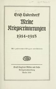 Cover of: Meine kriegserinnerungen, 1914-1918.