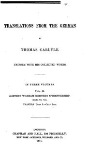 Cover of: Translations from the German by Thomas Carlyle