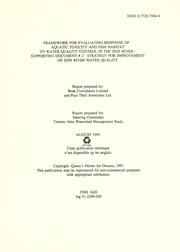 Cover of: Framework for evaluating response of aquatic toxicity and fish habitat to water quality control in the Don River by report prepared by Beak Consultants Limited and Paul Theil Associates Ltd.