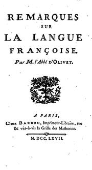 Cover of: Remarques sur la langue françoise.