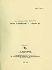 Cover of: Phytotoxicology survey report, General Motors Foundry - St. Catharines, 1991: report