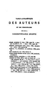 Cover of: Table alphabétique des auteurs et personnages cité dans les Mémoires secrets pour servir à l'histoire de la république des lettres en France