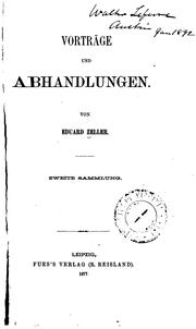 Cover of: Vorträge und abhandlungen