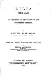 Cover of: Lilja (The lily) an Icelandic religious poem of the fourteenth century by Eysteinn Ásgrímsson