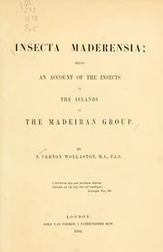 Cover of: Insecta maderensia by Thomas Vernon Wollaston