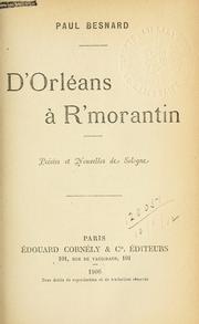 Cover of: D'Orléans à R'morantin by Paul Besnard