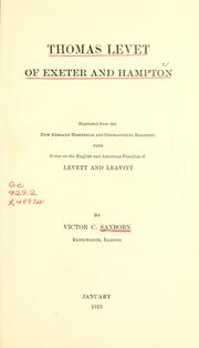 Cover of: Thomas Levet of Exeter and Hampton