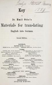 Cover of: Key to Dr. Emil Otto's Materials for translating English into German.