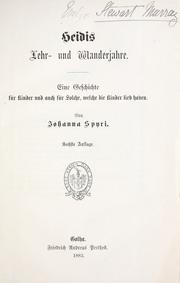 Cover of: Heidis Lehr- und Wanderjahre