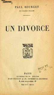 Cover of: Un divorce. by Paul Bourget