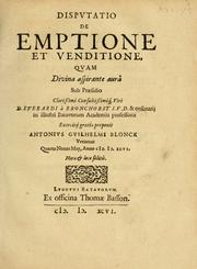 Dispvtatio de emptione et venditione by Anton Willem Blonk