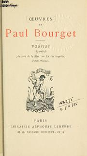 Cover of: Poésies, 1876-1882. by Paul Bourget