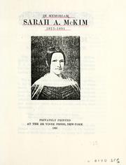 In memoriam: Sarah A. McKim, 1813-1891