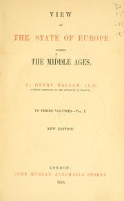 Cover of: View of the state of Europe during the middle ages by Henry Hallam