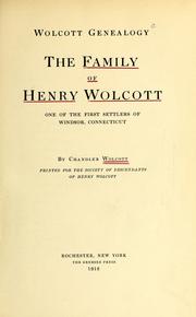 Cover of: Wolcott genealogy by Chandler Wolcott