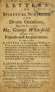 Cover of: Letters on spiritual subjects and divers occasions by Anne Dutton