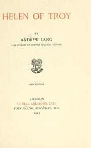 Cover of: Helen of Troy by Andrew Lang