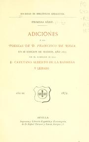 Cover of: Adiciones á las poesías by Francisco de Rioja