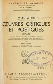 Cover of: Oeuvres critiques et poétiques by Voltaire