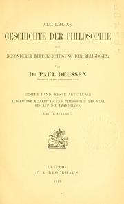 Cover of: Allgemeine geschichte der philosophie by Paul Deussen