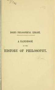 Cover of: handbook of the history of philosophy: for the use of students