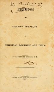 Cover of: Sermons on various important subjects of doctrine and practice. by Nathanael Emmons