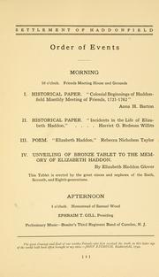 Cover of: Official program.: The two hundredth anniversary of the settlement of Haddonfield, New Jersey, October eighteenth, nineteen hundred and thirteen ...