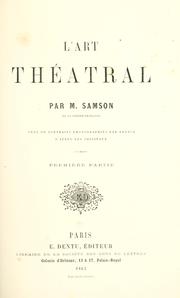Cover of: L' art théatral. by Joseph Isidore Samson