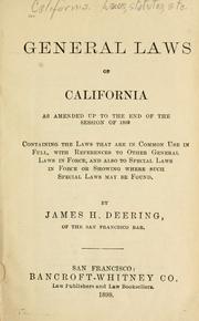 Cover of General laws of California as amended up to the end of the session of 1899 by California.