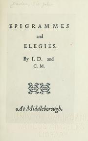 Cover of: Epigrammes and elegies.