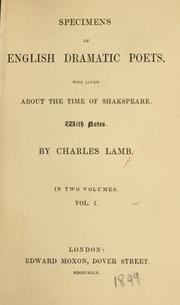 Cover of: Specimens of English dramatic poets by Charles Lamb