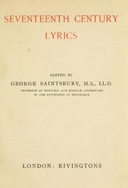 Cover of: Seventeenth century lyrics by Saintsbury, George