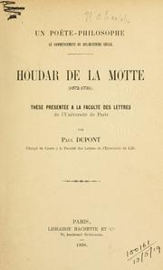 Cover of: poète-philosophe au commencement du dix-huitième siècle: Houdar de La Motte (1672-1731)