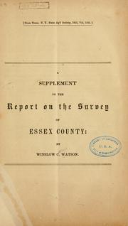 Cover of: A supplement to the Report on the survey of Essex County