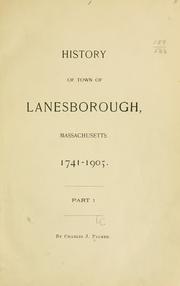 Cover of: History of town of Lanesborough.