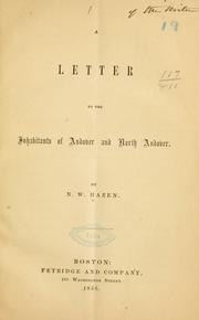 Cover of: A letter to the inhabitants of Andover and North Andover. by Nathan W. Hazen