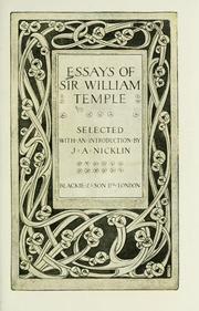 Cover of: Essays of Sir William Temple