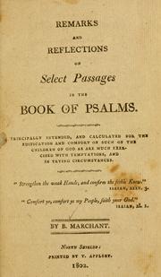 Cover of: Remarks and reflections on select passages in the book of Psalms. by B. Marchant