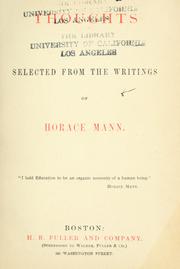 Cover of: Thoughts selected from the writings of Horace Mann. by Mann, Horace