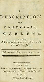 Cover of: A description of Vaux-Hall Gardens. | 