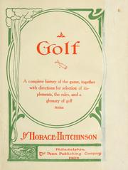 Cover of: Golf by Horatio Hutchinson