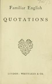 Cover of: Familiar English quotations.