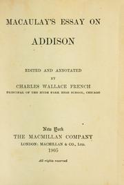 Cover of: Macaulay's essay on Addison by Thomas Babington Macaulay